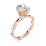Gold Ring DDLR-176, Oval center stone, Rose Gold, view 2