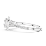 Gold Ring DDLR-043, Round center stone, White Gold, view 3