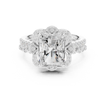 Gold Ring DDLR-442, Radiant center stone, White Gold, view 4