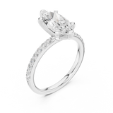 Gold Ring DDLR-040, Marquise center stone, White Gold, view 2