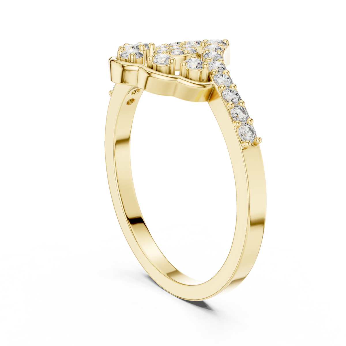 14K Solid Gold Lab Diamond Vintage Ring, Yellow Gold, view 1