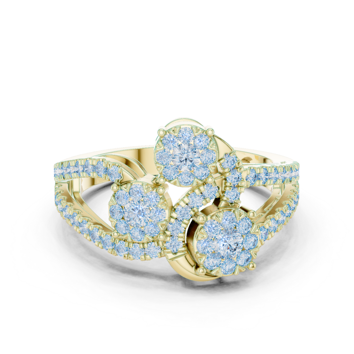 14K Solid Gold Lab Diamond Twist Ring, Yellow Gold