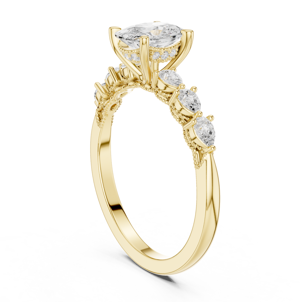 14K Solid Gold Lab Diamond Solitaire Ring, Yellow Gold, view 1