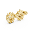 14K Solid Gold Lab Diamond Flower Cluster Earrings, Yellow Gold, view 3
