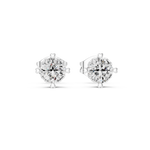 14K Solid Gold Lab Diamond Halo Earrings, White Gold