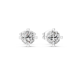 14K Solid Gold Lab Diamond Halo Earrings, White Gold