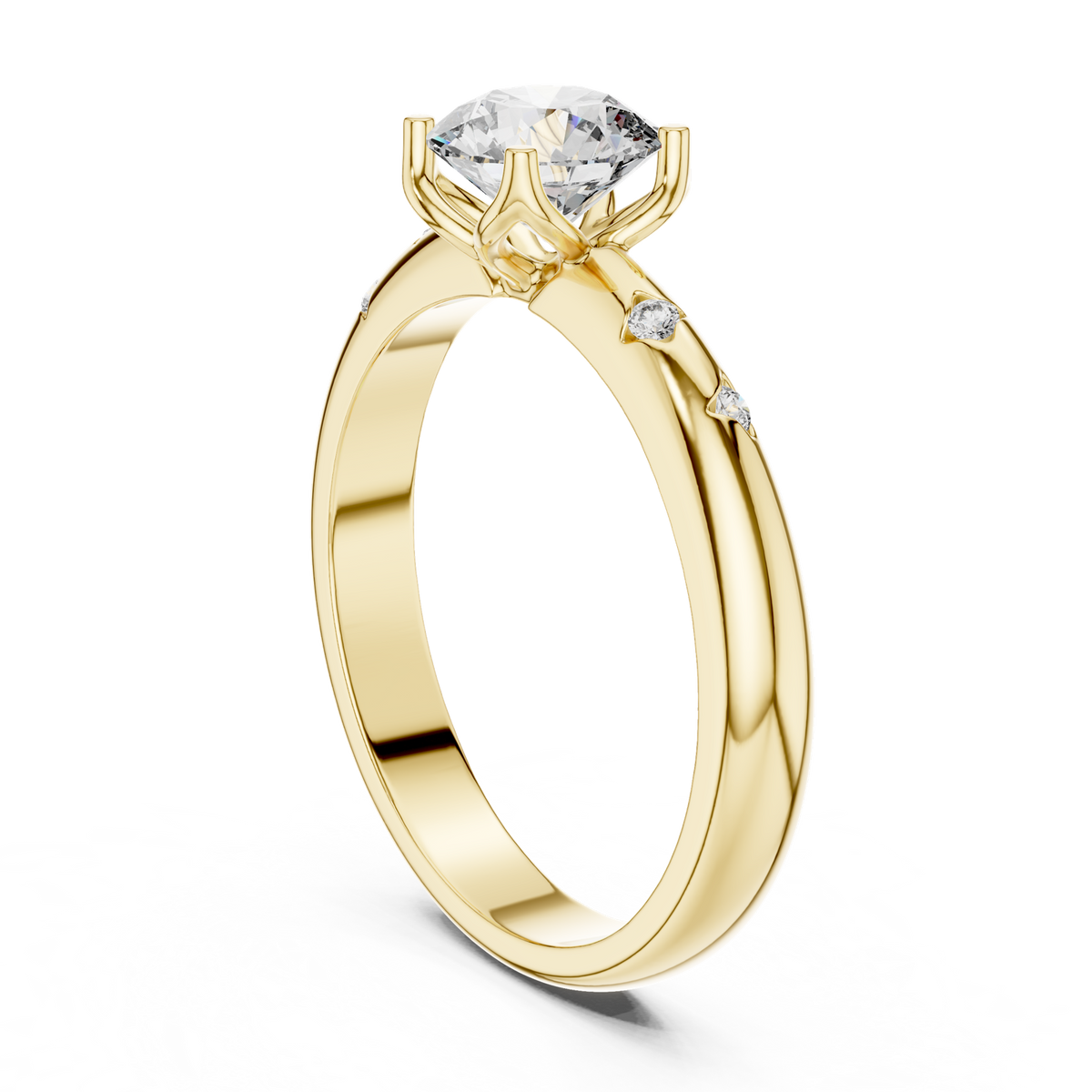 14K Solid Gold Lab Diamond Solitaire Ring, Yellow Gold, view 1