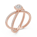 14K Solid Gold Lab Diamond Crossover Ring, Rose Gold, view 2