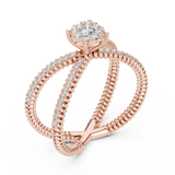 14K Solid Gold Lab Diamond Crossover Ring, Rose Gold, view 2