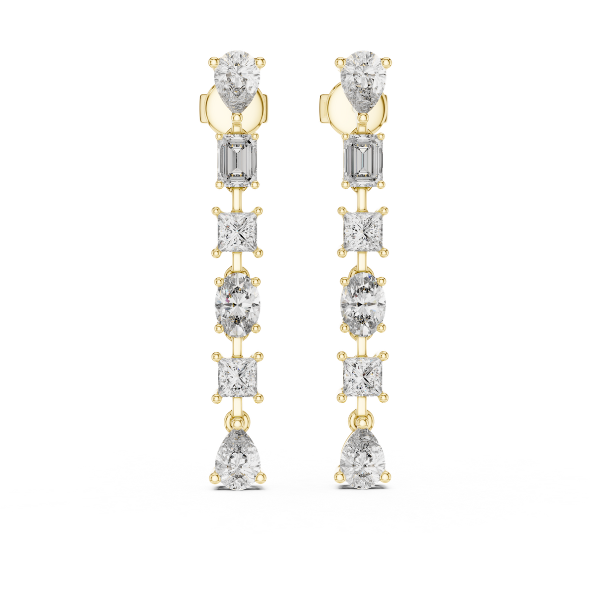 14K Solid Gold Lab Diamond Hoop Earrings, Yellow Gold