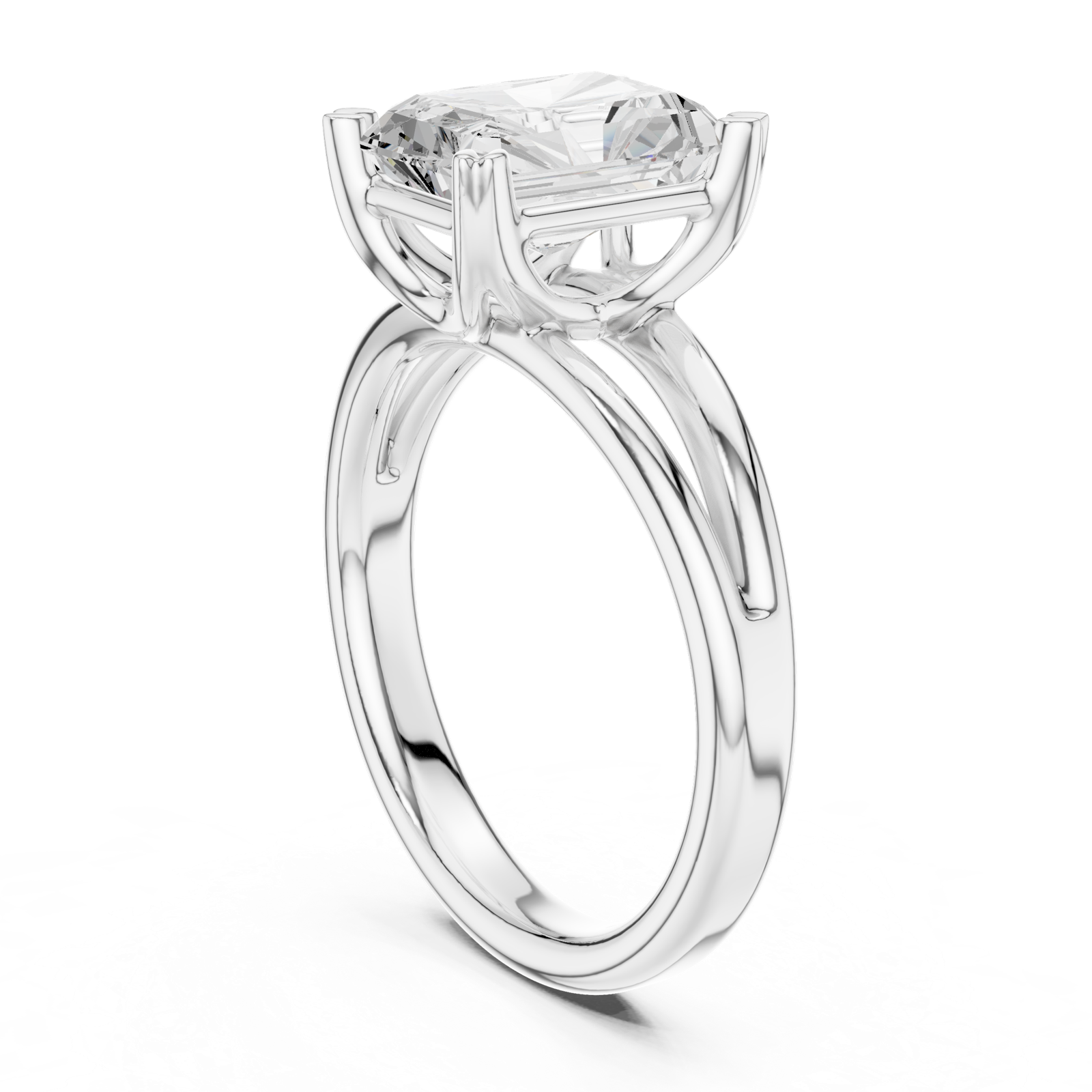 Gold Jewelry L36-7, Radiant center stone, White Gold, view 1