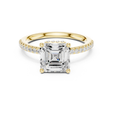 Gold Ring DDLR-177, Asscher center stone, Yellow Gold, view 4