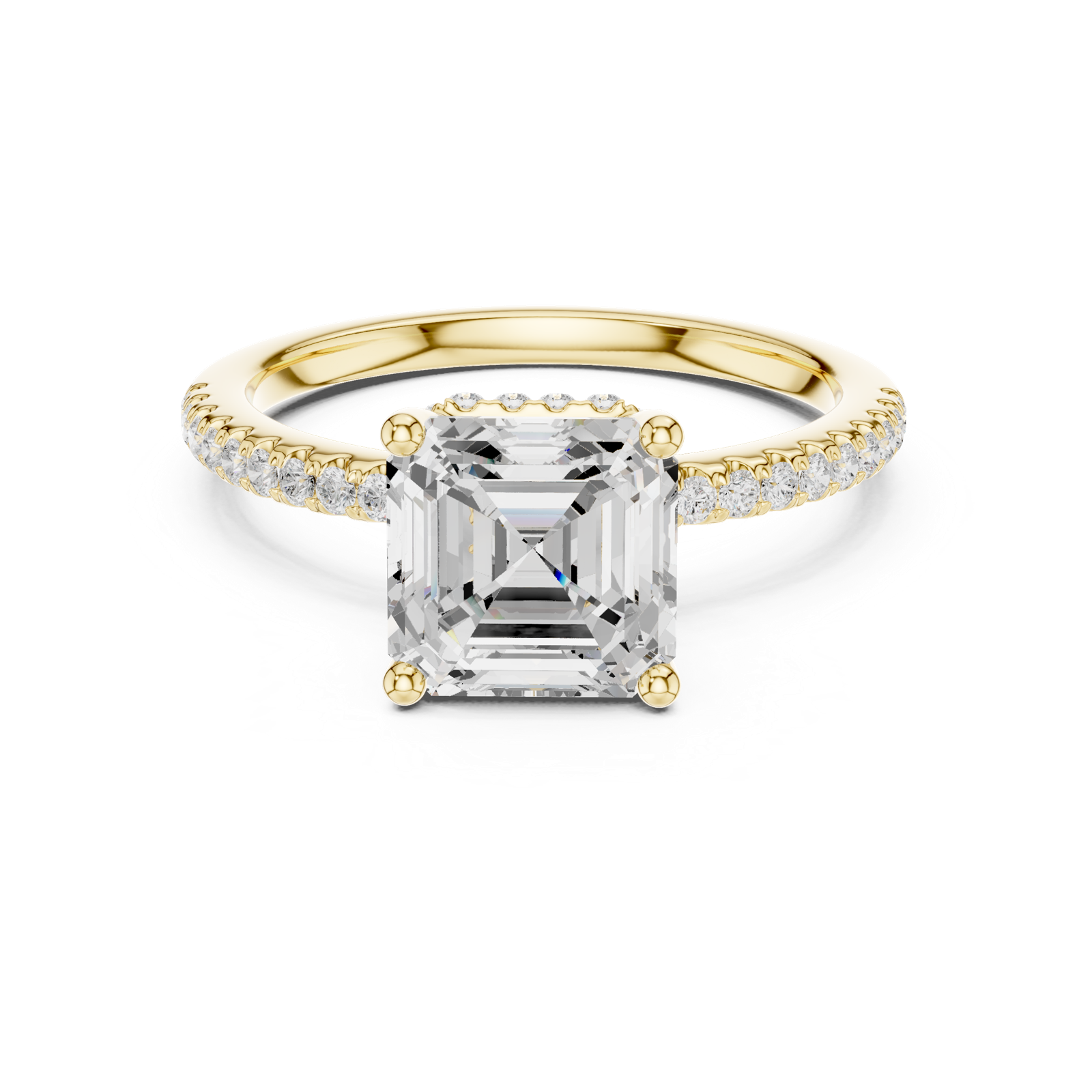 Gold Ring DDLR-177, Asscher center stone, Yellow Gold, view 4