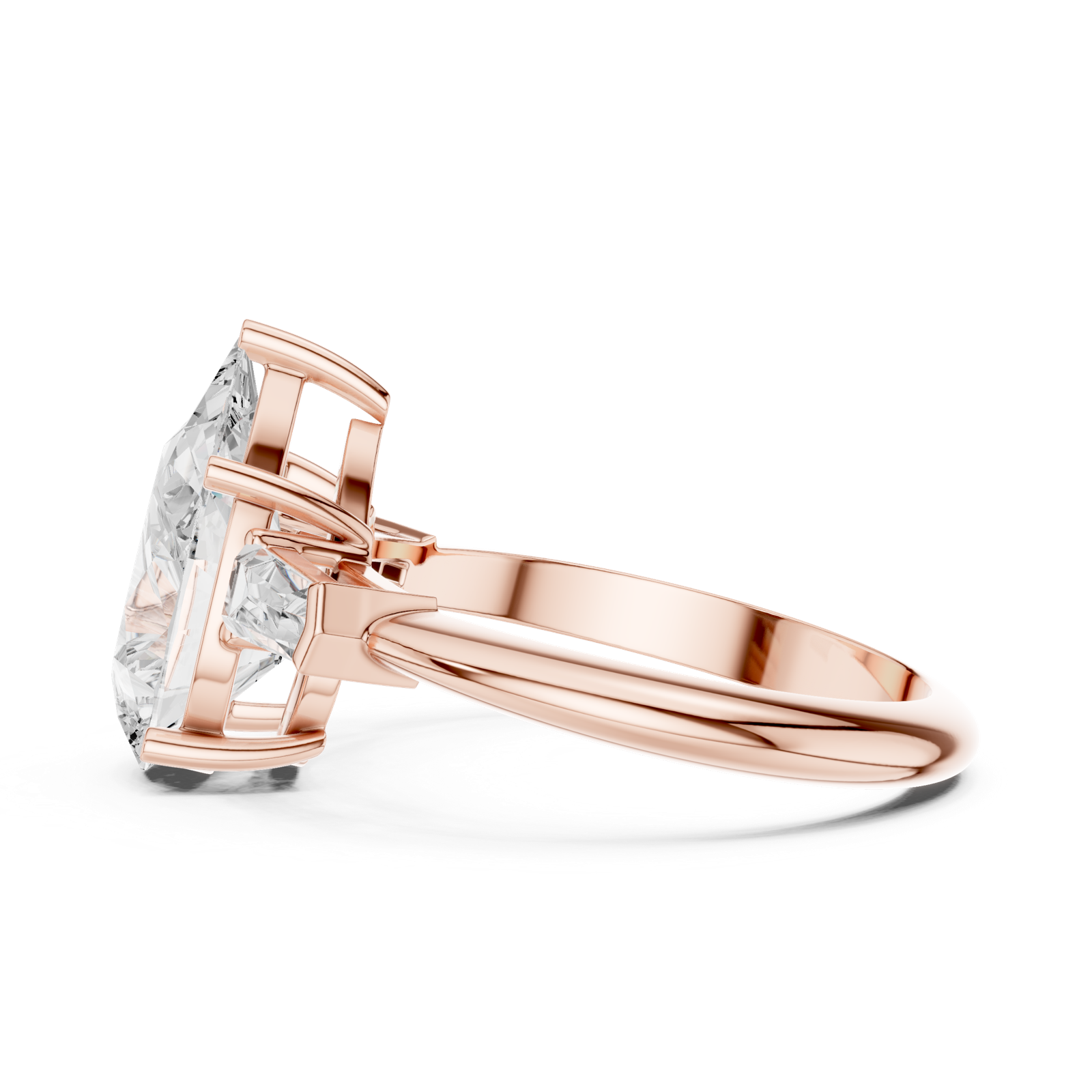 Gold Jewelry L35-67, Pear center stone, Rose Gold, view 3