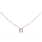 14K Solid Gold Lab Diamond Solitaire Pendant Necklace, Rose Gold