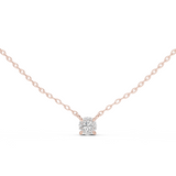 14K Solid Gold Lab Diamond Solitaire Pendant Necklace, Rose Gold