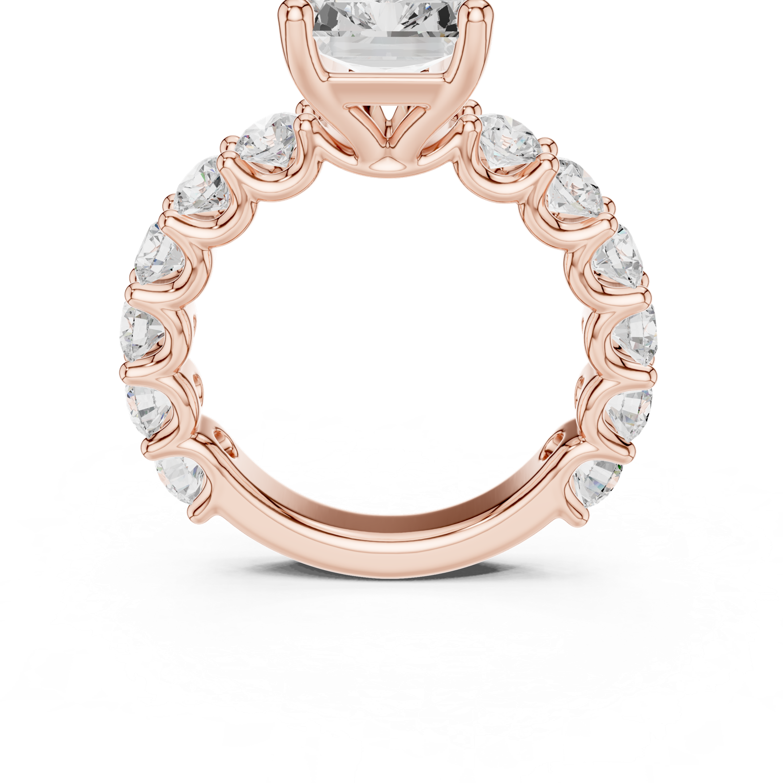 Gold Ring DDLR-087, Radiant center stone, Rose Gold, view 4