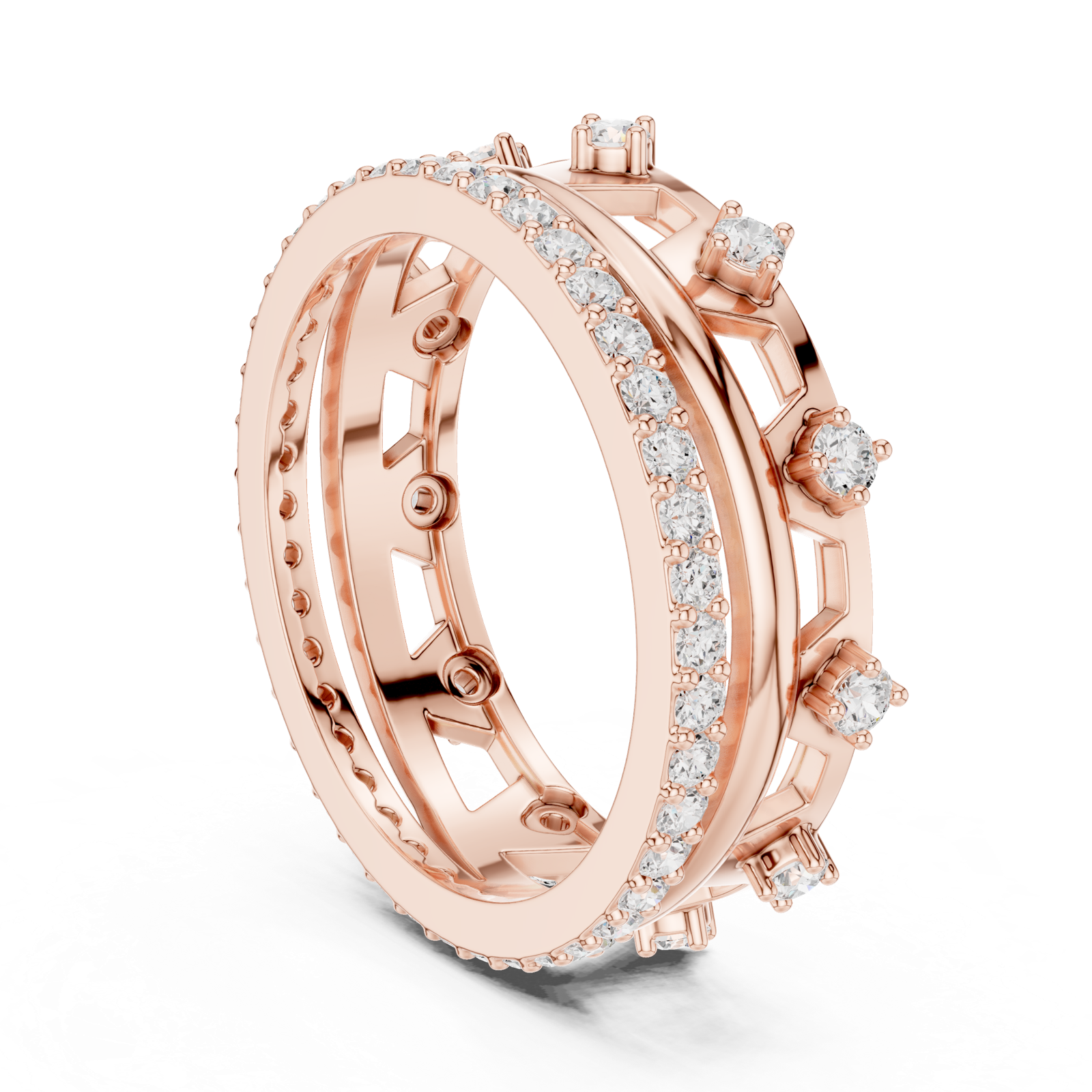 Gold Ring R24, Rose Gold, view 1