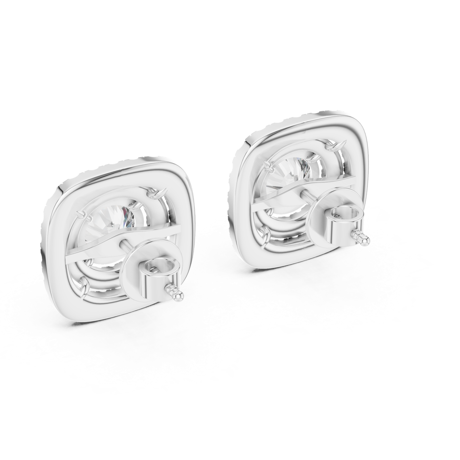 Gold Earrings ER-0010, White Gold, view 3