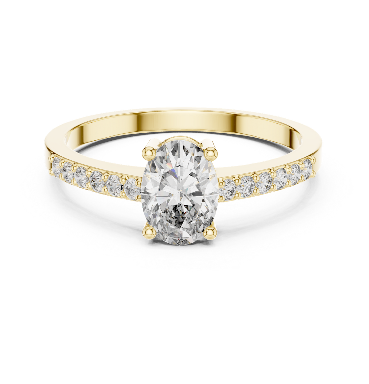 14K Solid Gold Lab Diamond Solitaire Ring, Yellow Gold