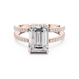 Gold Jewelry, Emerald center stone, Rose Gold, view 4