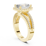 Gold Ring DDLR-350, Radiant center stone, Yellow Gold, view 1