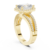 Gold Ring DDLR-350, Radiant center stone, Yellow Gold, view 1