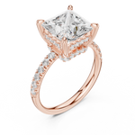 Gold Ring DDLR-259, Princess center stone, Rose Gold, view 2