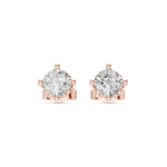 14K Solid Gold Lab Diamond Stud Earrings, Rose Gold, view 4