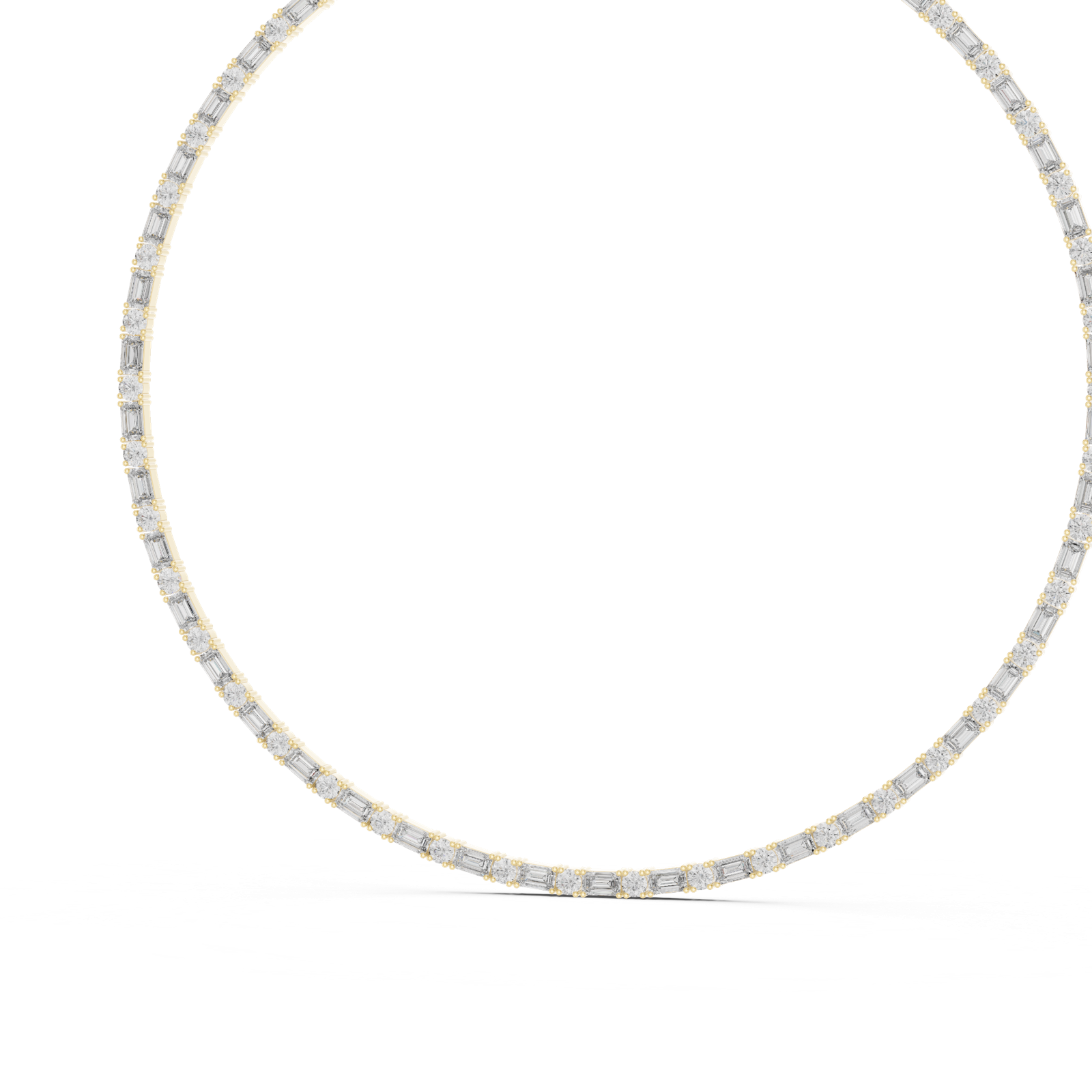 14K Solid Gold Lab Diamond Tennis Necklace, Yellow Gold, view 2