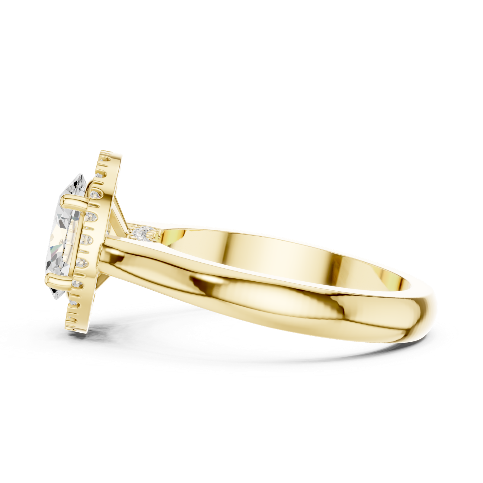 Gold Ring DDLR-338, Oval center stone, Yellow Gold, view 3