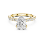 Gold Ring DDLR-161, Pear center stone, Yellow Gold, view 4