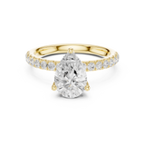 Gold Ring DDLR-161, Pear center stone, Yellow Gold, view 4