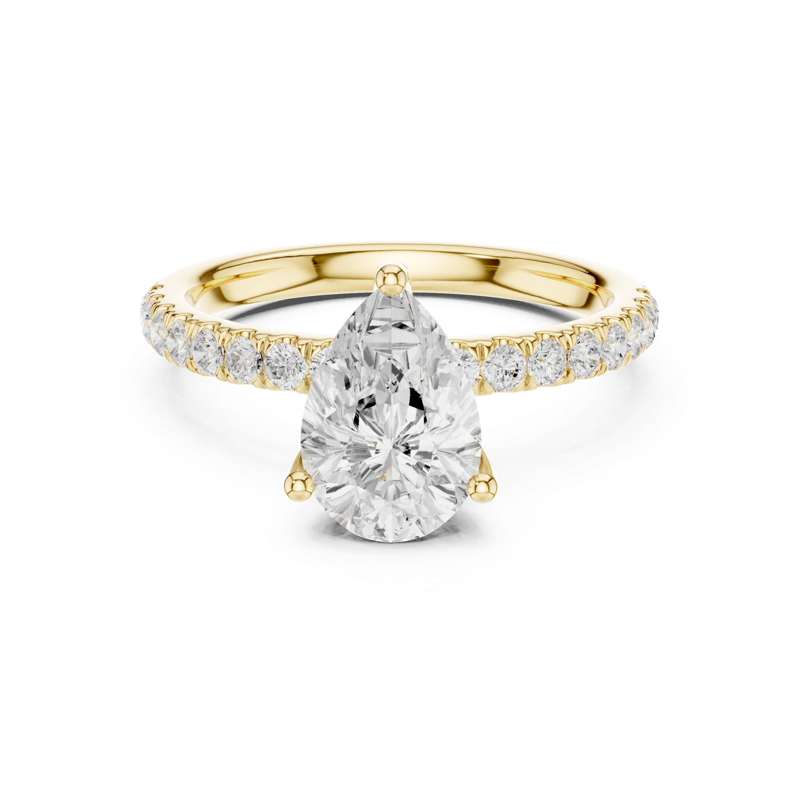 Gold Ring DDLR-161, Pear center stone, Yellow Gold, view 4
