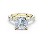 Gold Ring, Cushion center stone, Yellow Gold