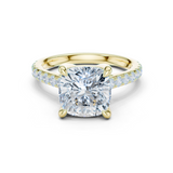 Gold Ring, Cushion center stone, Yellow Gold