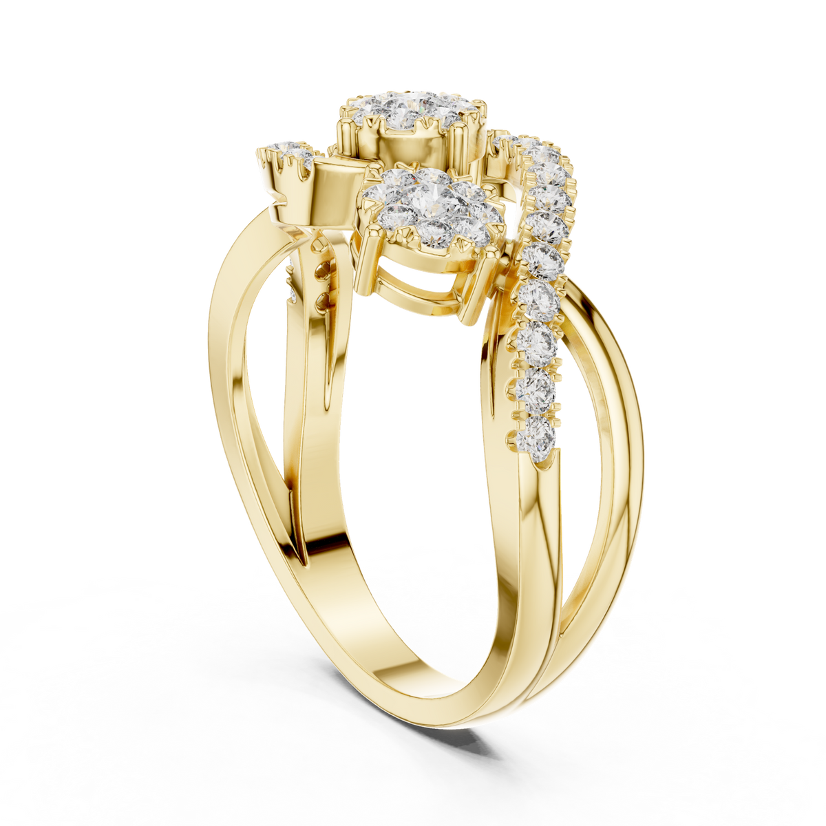 14K Solid Gold Lab Diamond Twist Ring, Yellow Gold, view 1