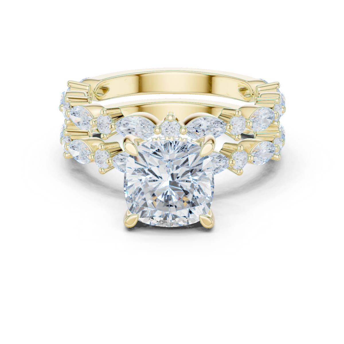 14K Solid Gold Lab Diamond Solitaire Ring, Yellow Gold