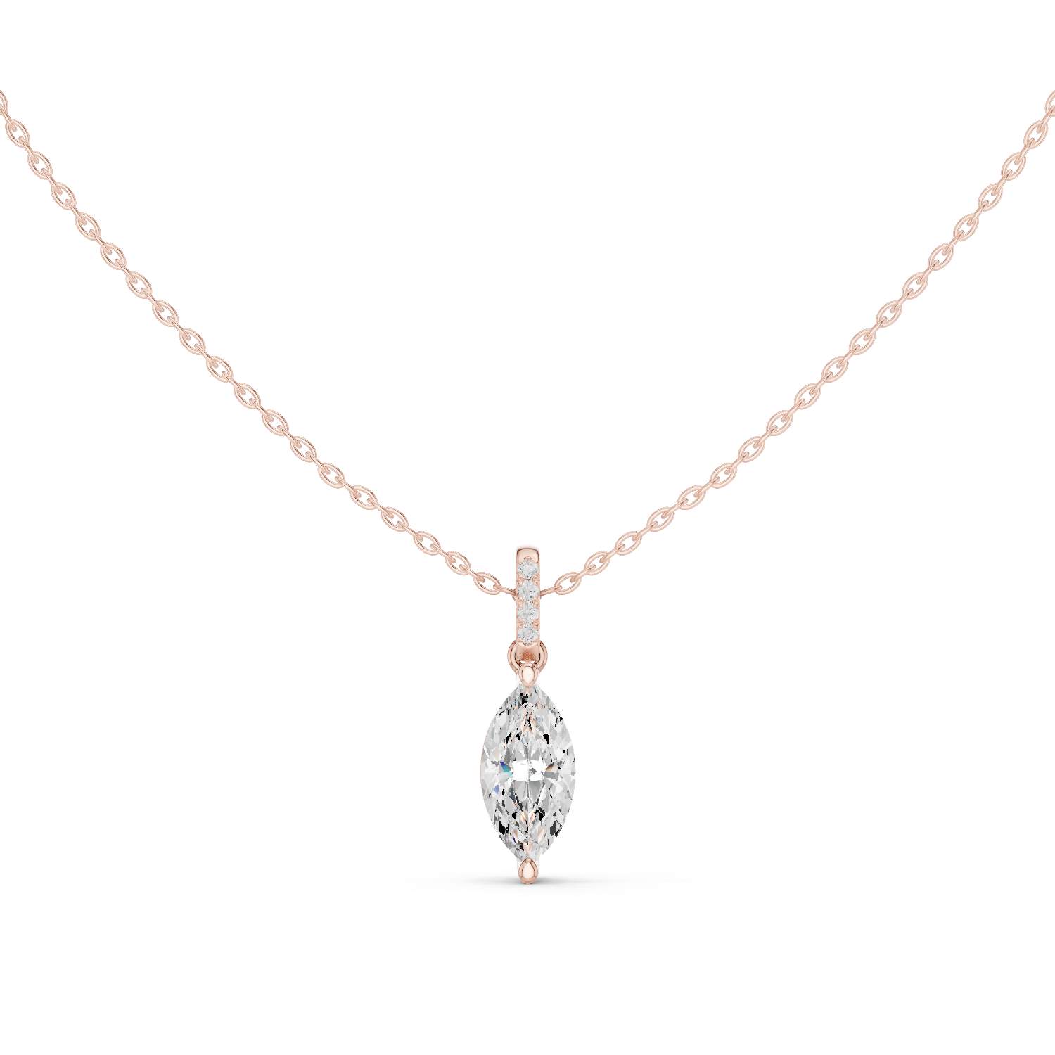 Gold Jewelry DDPO-009, Marquise center stone, Rose Gold