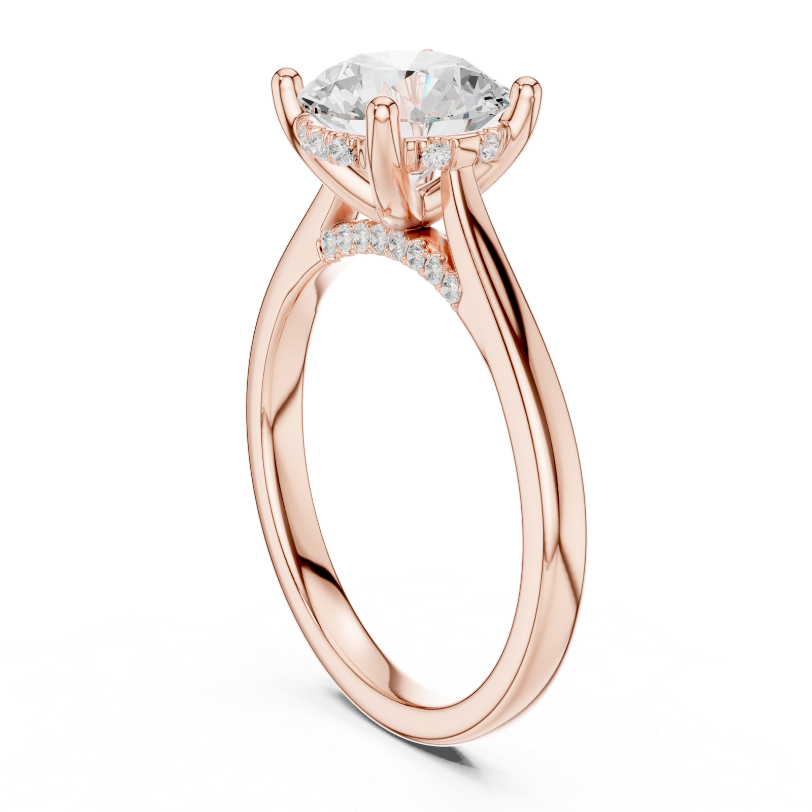 Gold Ring DDLR-163, Round center stone, Rose Gold, view 1