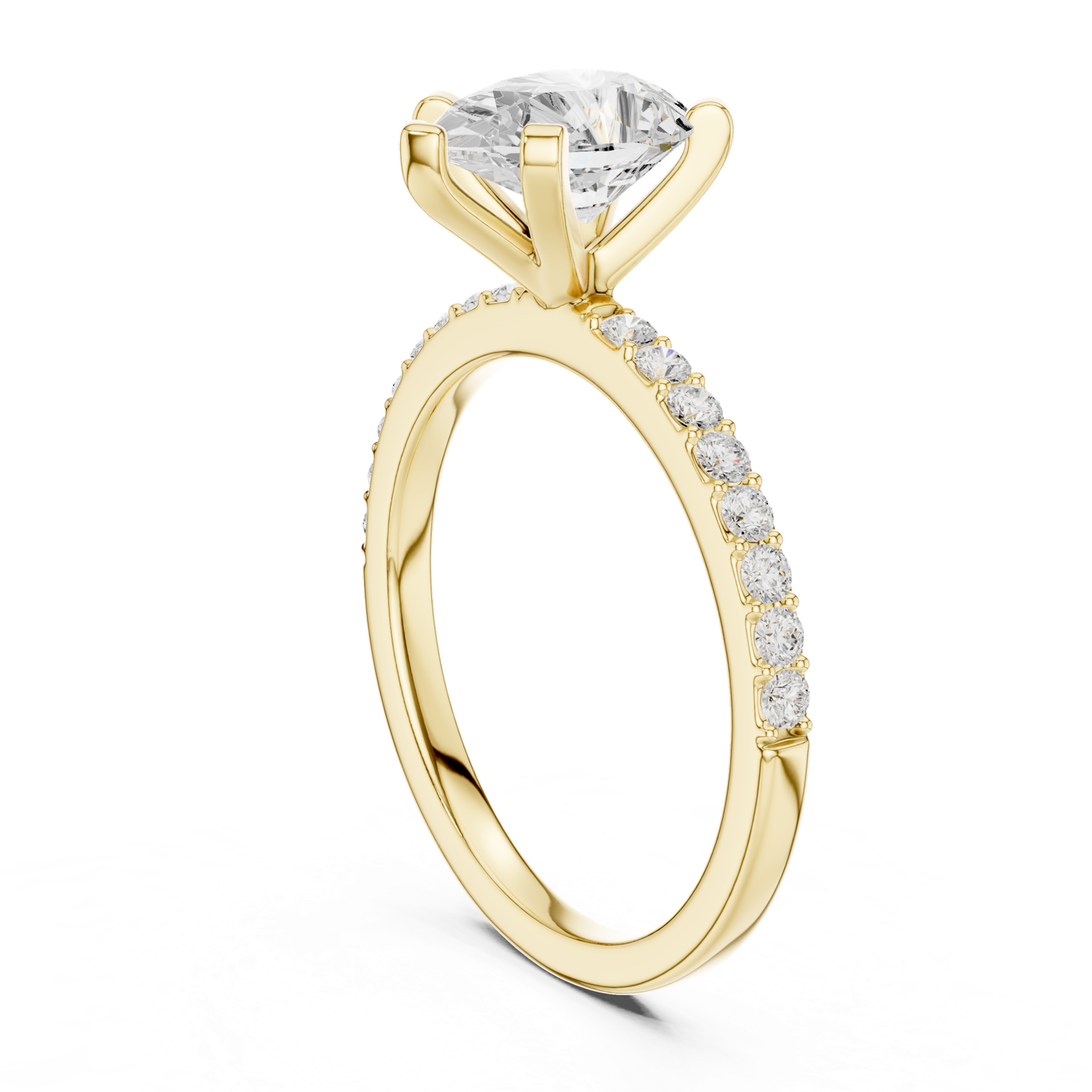 Gold Ring DDLR-040, Pear center stone, Yellow Gold, view 1