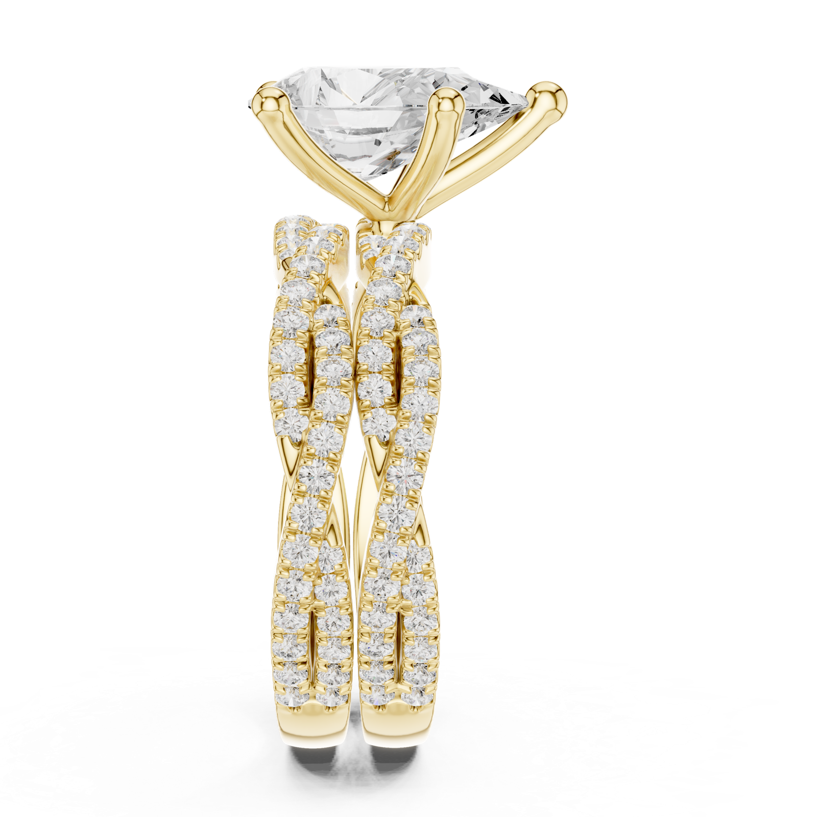 Gold Ring DDLR-300, Pear center stone, Yellow Gold, view 3