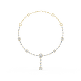14K Solid Gold Lab Diamond Station Necklace, Yellow Gold