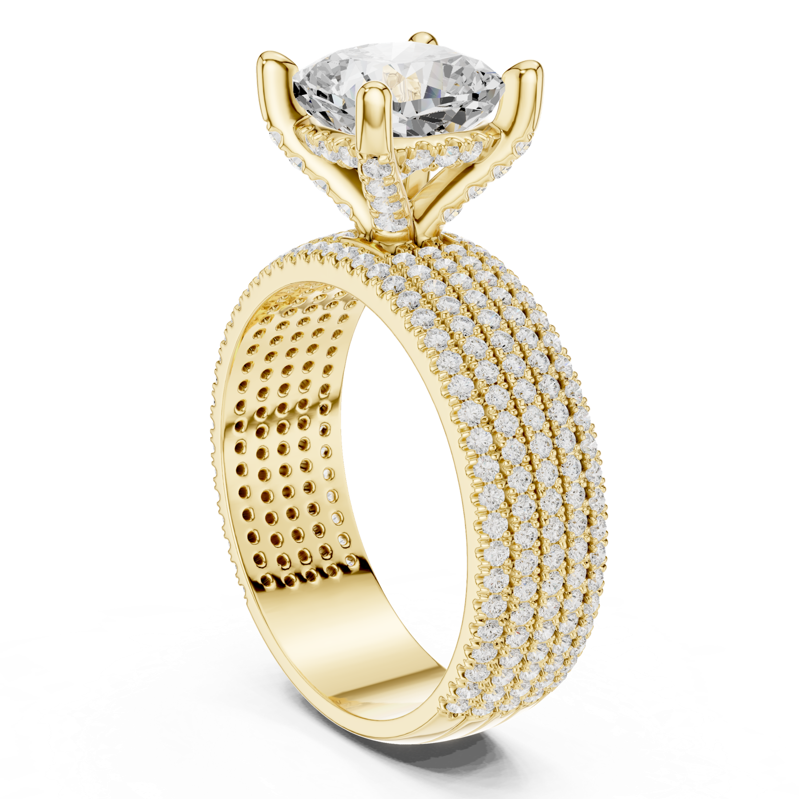 Gold Ring, Cushion center stone, Yellow Gold, view 1