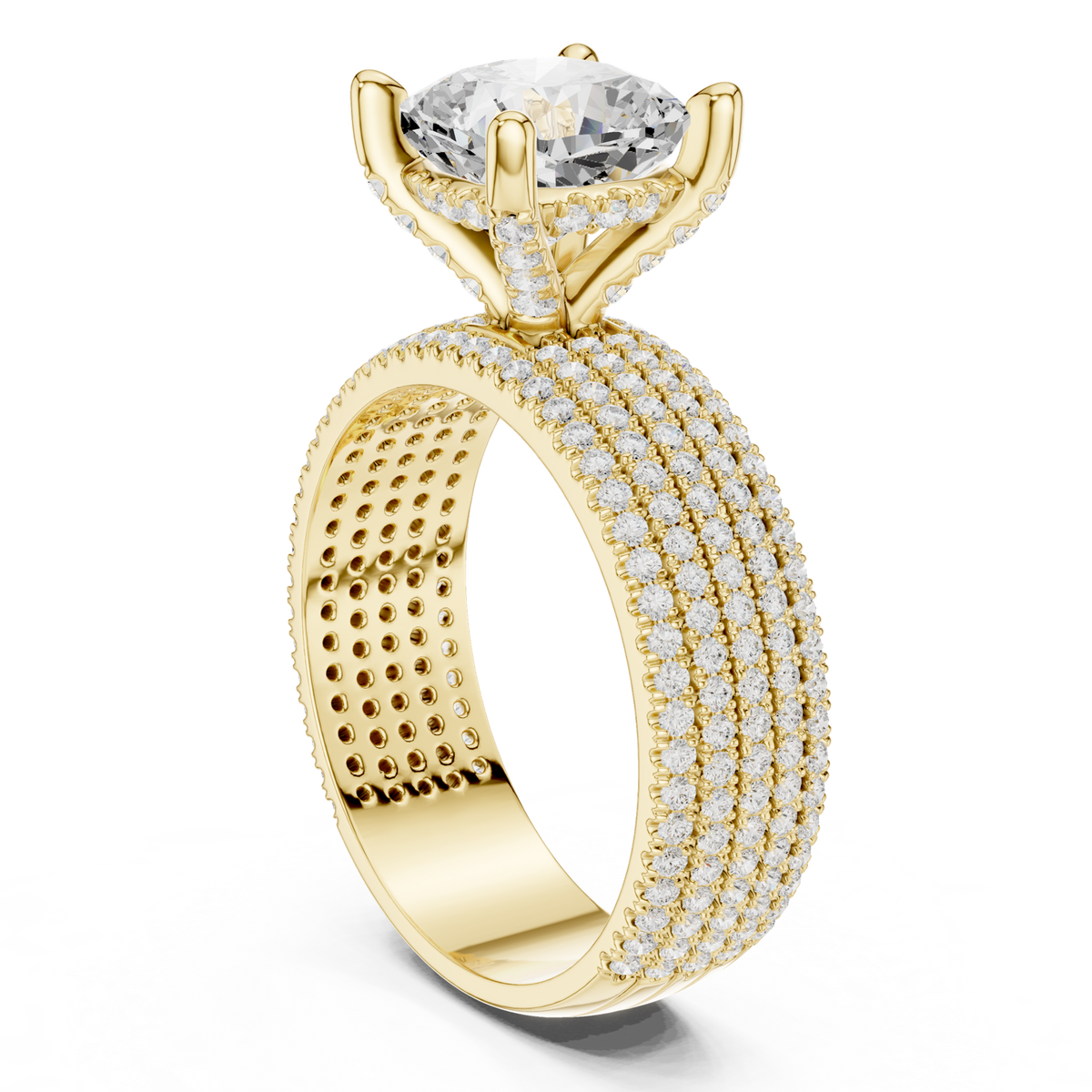Gold Ring, Cushion center stone, Yellow Gold, view 1