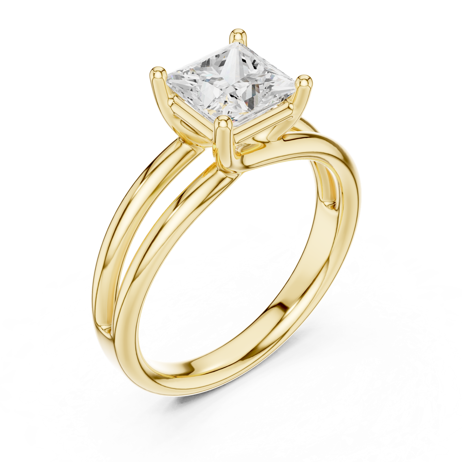 Gold Jewelry L36-9, Princess center stone, Yellow Gold, view 2