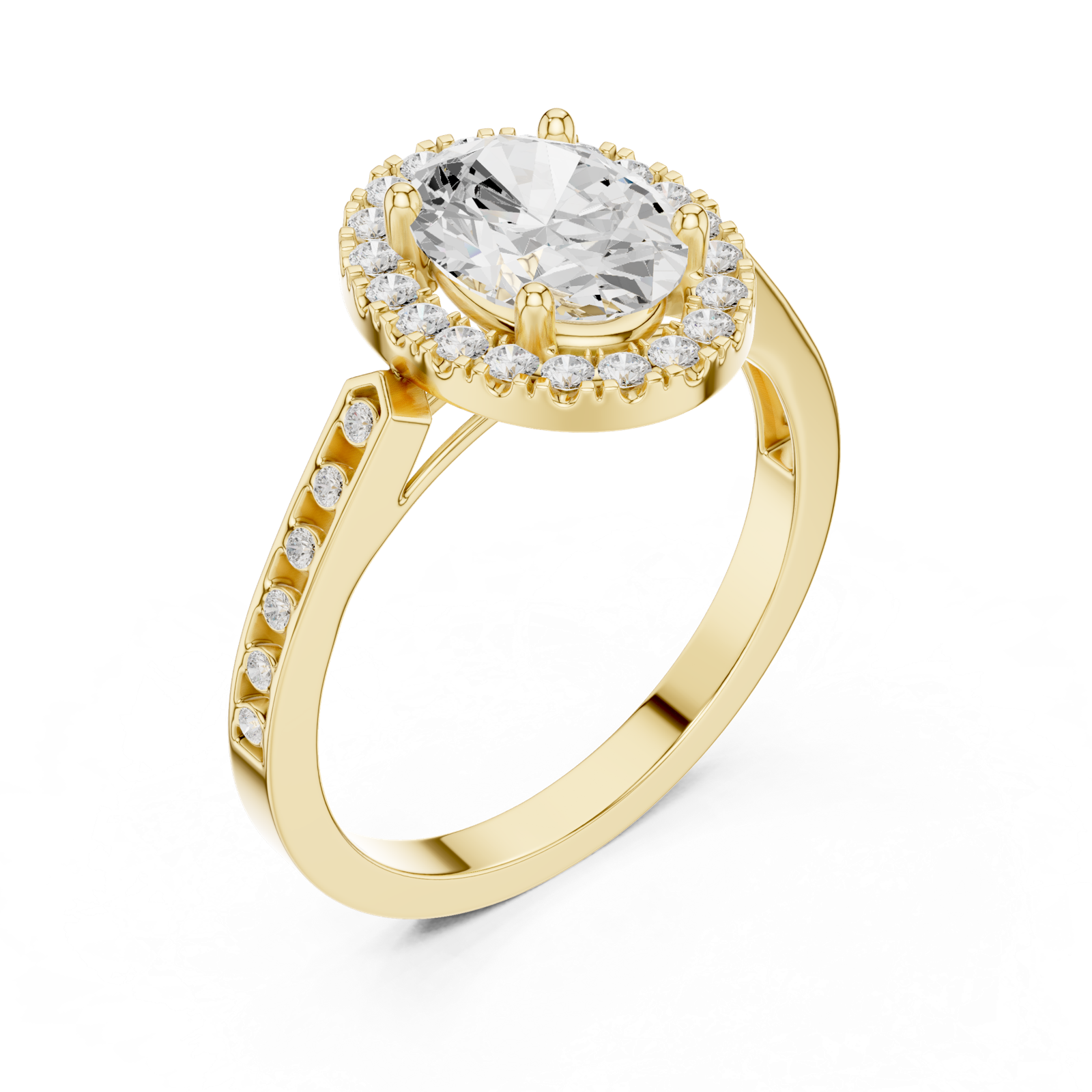 Gold Ring DDLR-349, Oval center stone, Yellow Gold, view 2