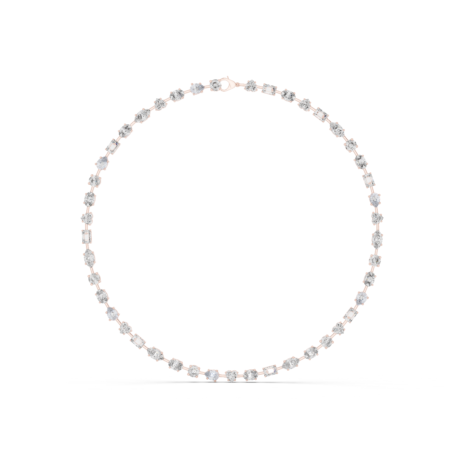 14K Solid Gold Lab Diamond Tennis Necklace, Rose Gold