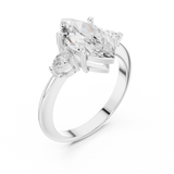 Gold Jewelry L35-66, Marquise center stone, White Gold, view 2
