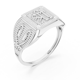 Gold Men's Ring GGR-0038, White Gold, view 2